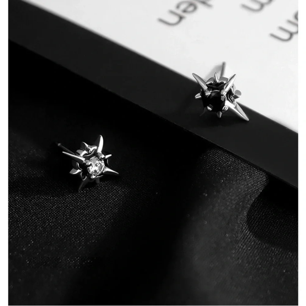 Star Zircon Crystal Small Stud Earrings for Mens Gift Idea